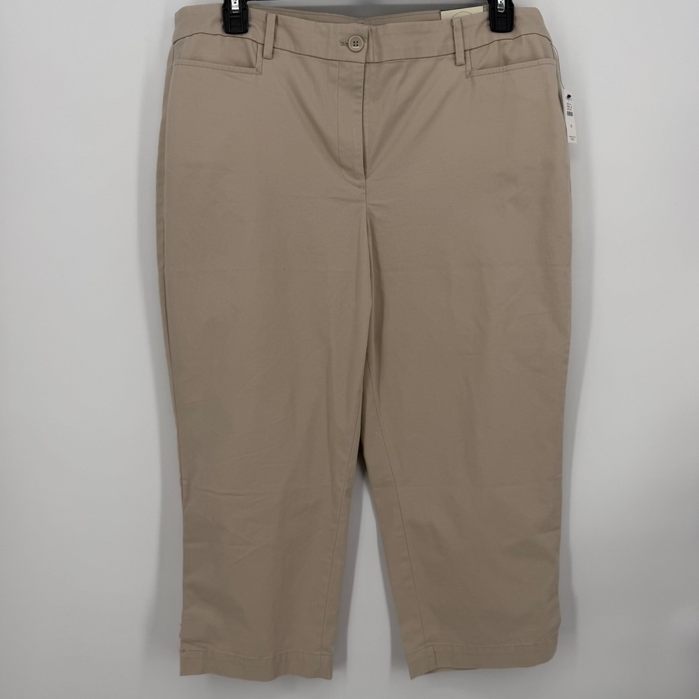Talbots Cotton Skimmer Pants Women 16‎ Tan Simply Flattering Cropped New